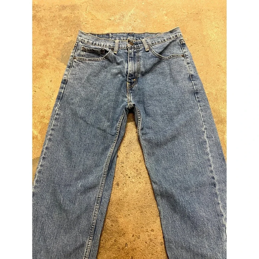 Levi's 505 Regular Fit Jeans Mens 31x34 Blue Denim Stonewash Mid Rise Straight - Picture 4 of 16